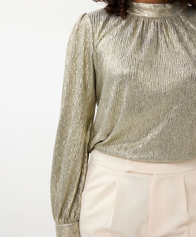 EsQualo Blouse Fancy Foil Plissé