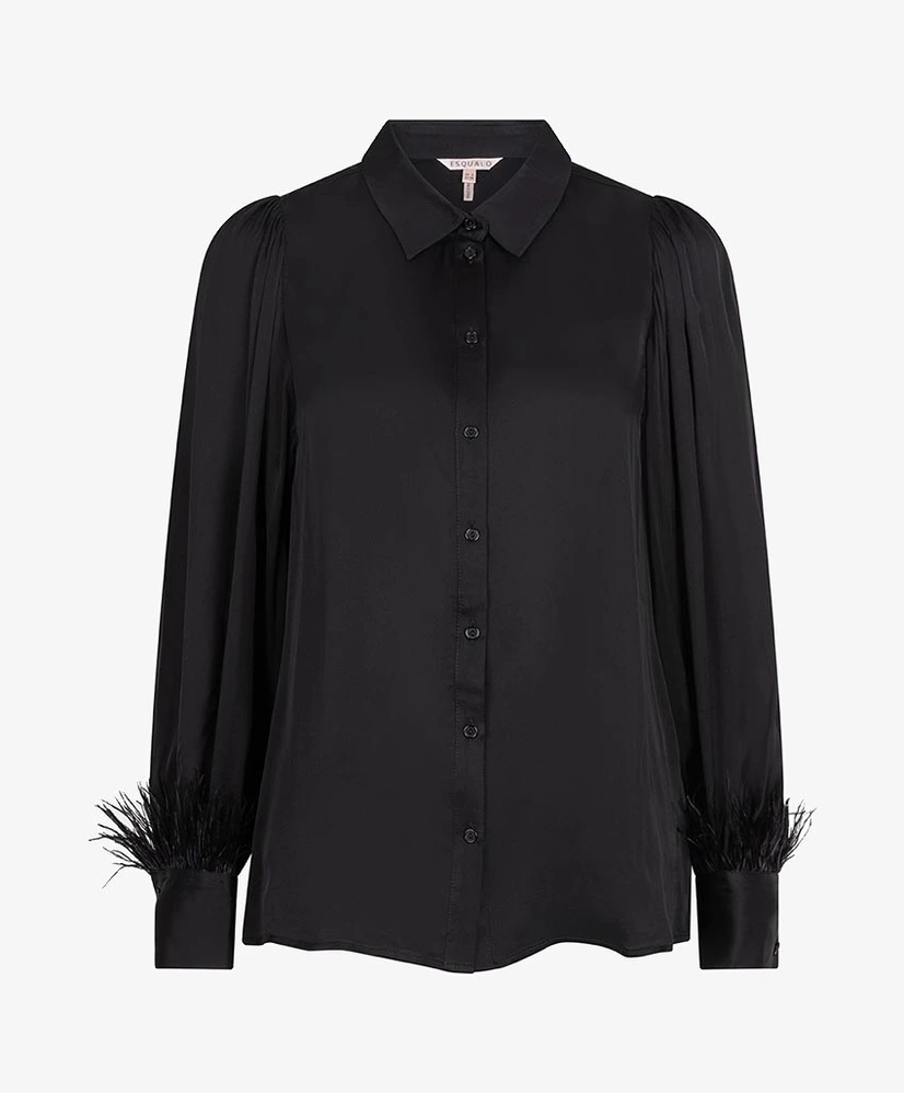 EsQualo Blouse Satin Feathers