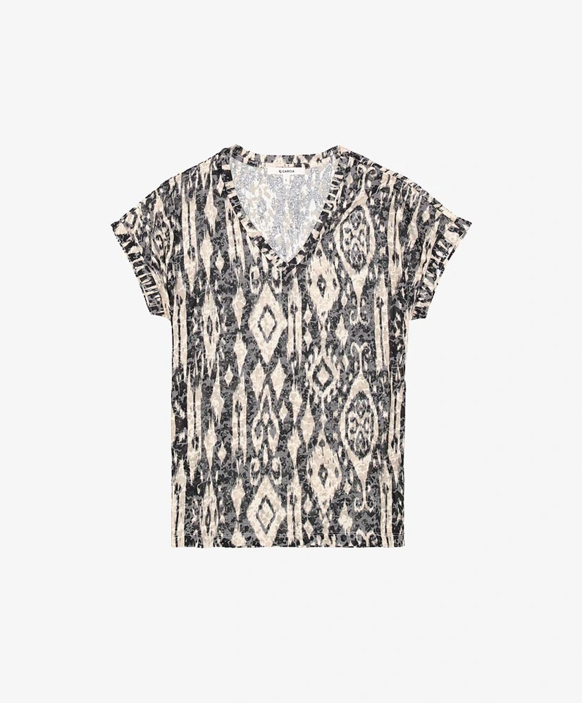 GARCIA T-shirt V-hals Allover Print