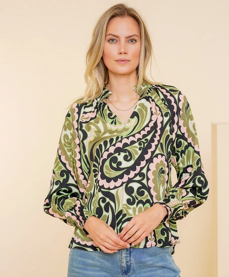 Geisha Top Big Paisley Print