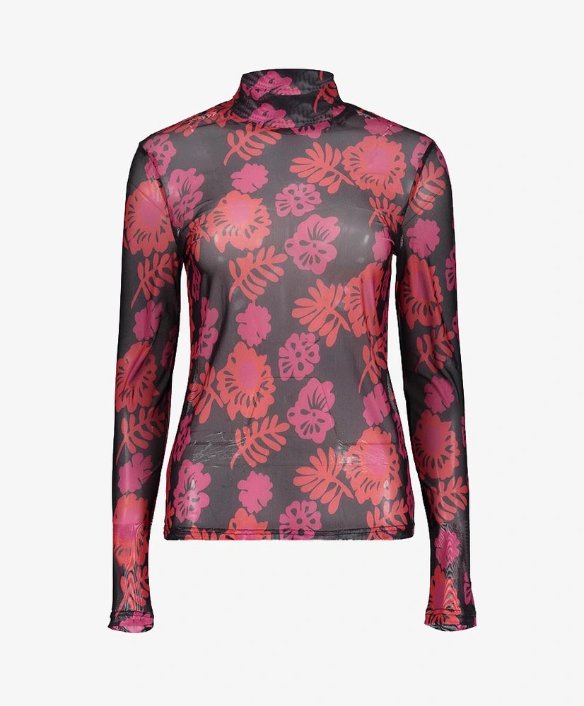 Geisha Top Mesh Flowers Leaves