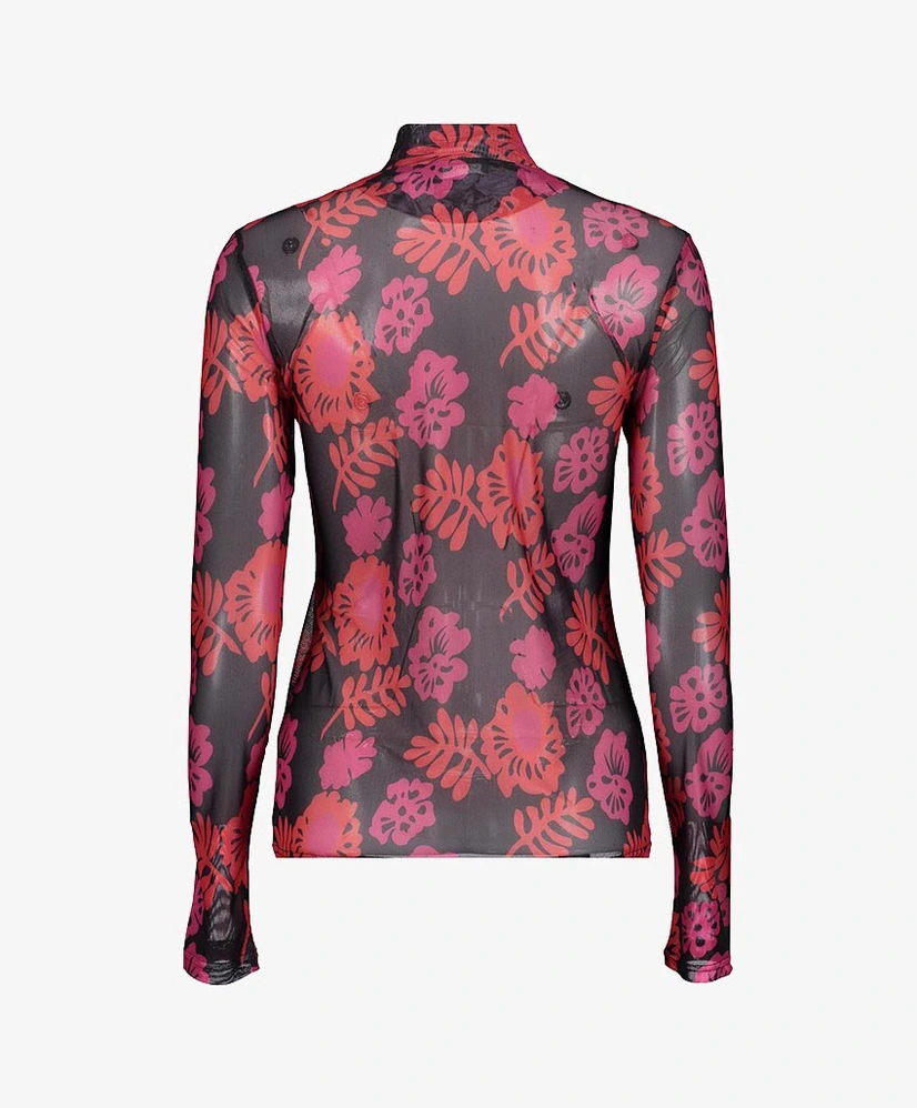 Geisha Top Mesh Flowers Leaves