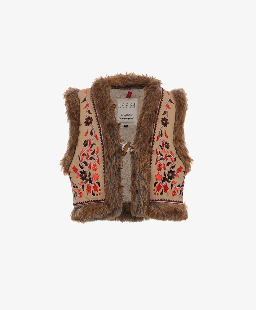 LOOXS Little Gilet Embroidery Fur