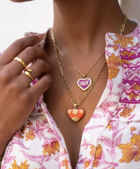 My Jewellery Necklace enamel vintage heart fuchs