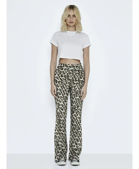 NOISY MAY Flared Broek Pasa Leopard