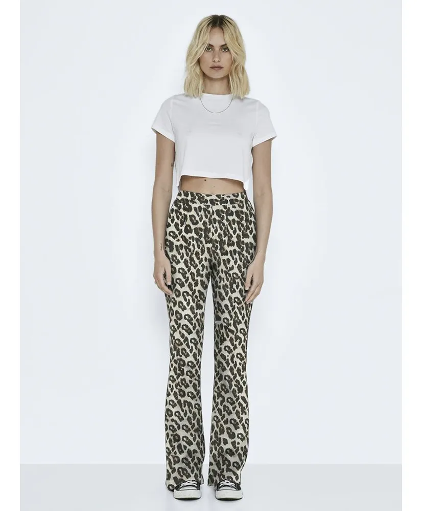 NOISY MAY Flared Broek Pasa Leopard