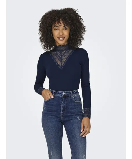 ONLY T-shirt Tilde High Neck Lace