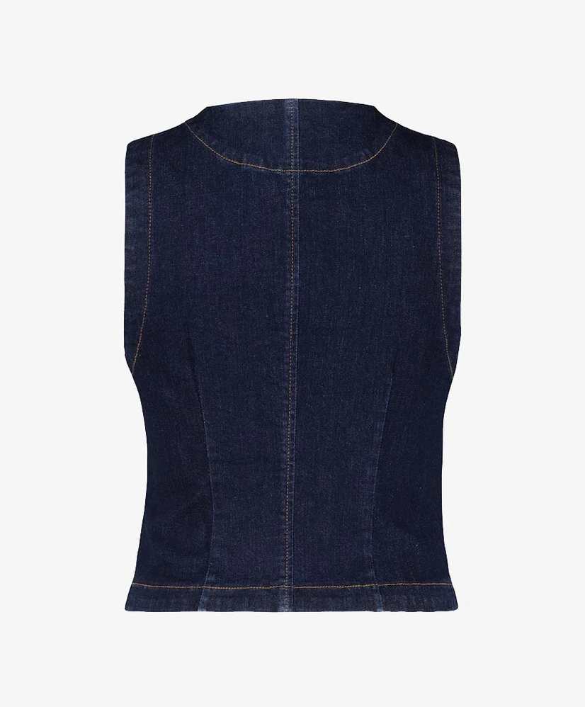 Red Button Gilet Denim