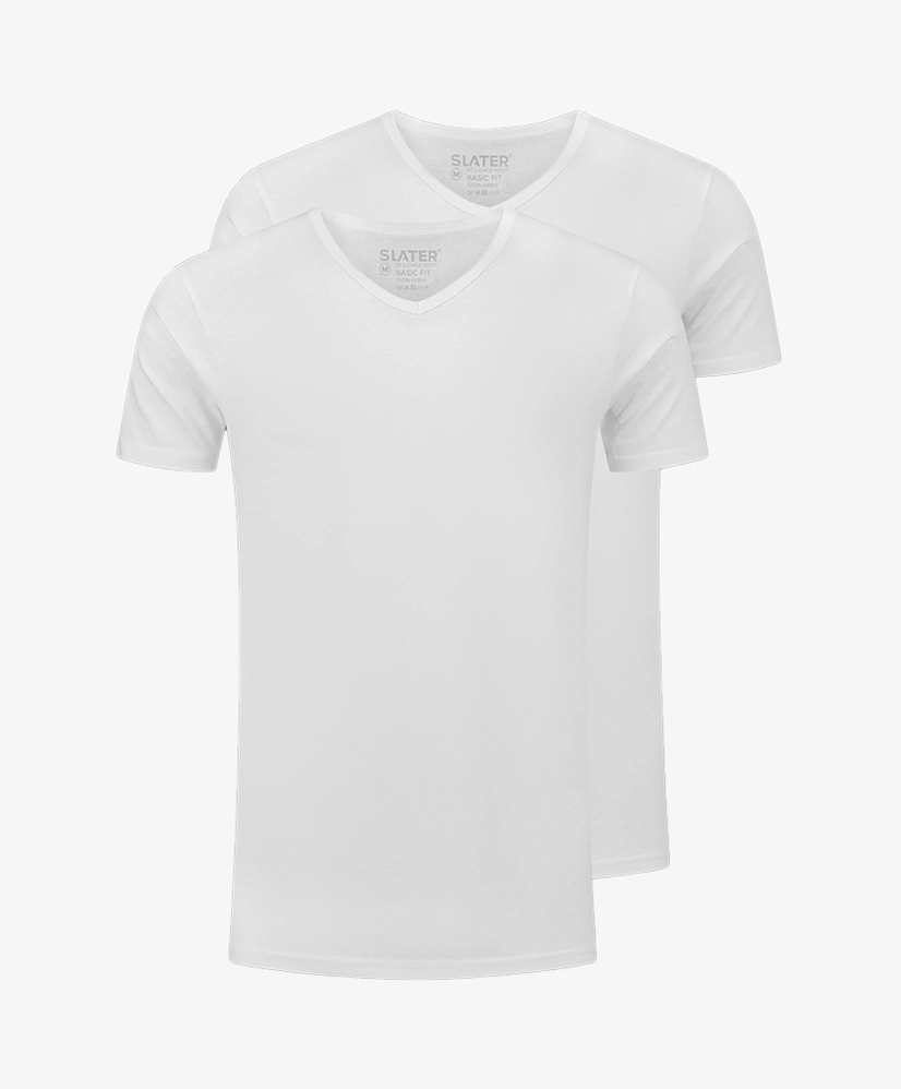 Slater T-shirt Basic V-hals 2-Pack