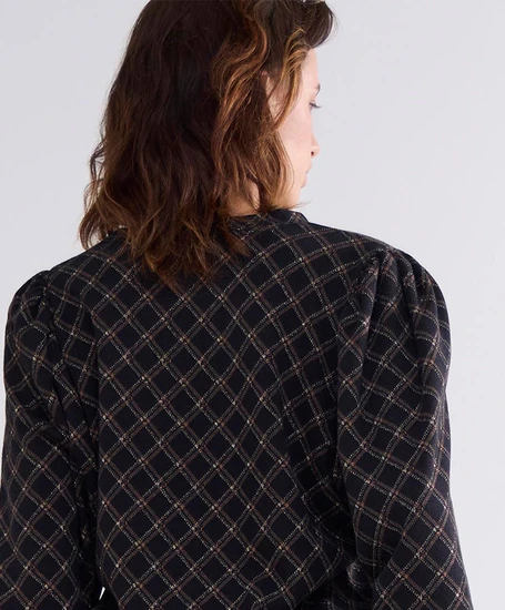 Summum Blouse Diagonal Check Jacquard