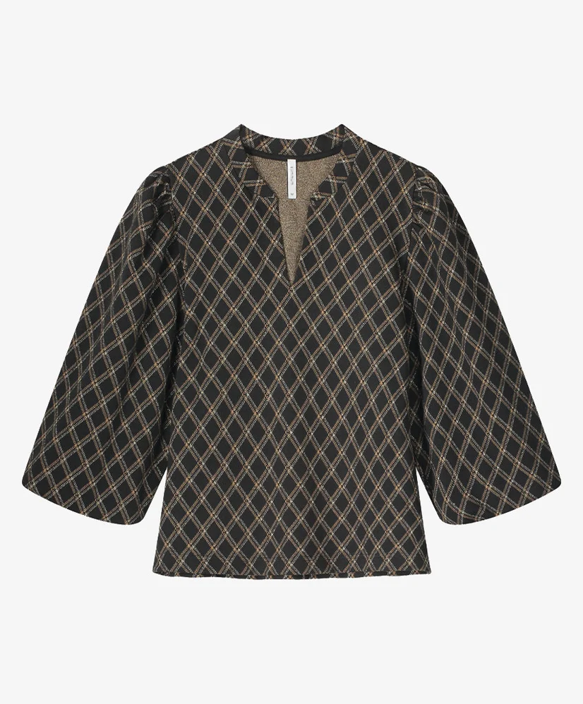 Summum Blouse Diagonal Check Jacquard