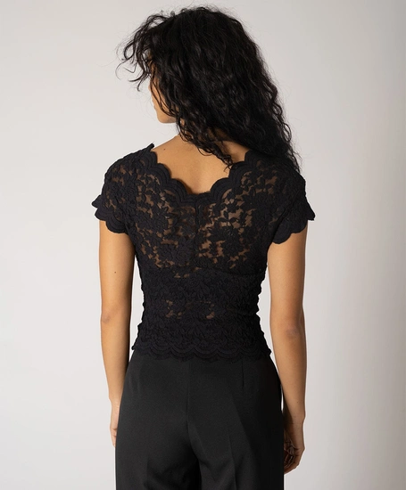 Things I Like Things I Love Top Rose Lace V-hals