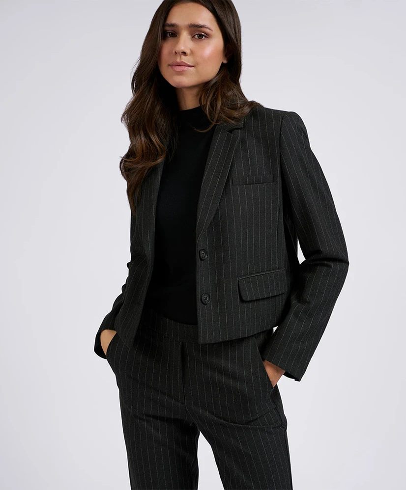 YAYA Blazer Short Soft Pinstripe