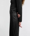 YAYA Broek Faux Leather Metallic Wide Leg