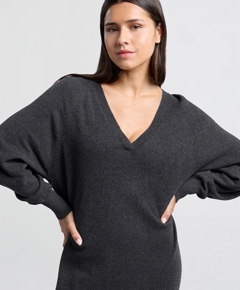 YAYA Jurk Knitted V-neck