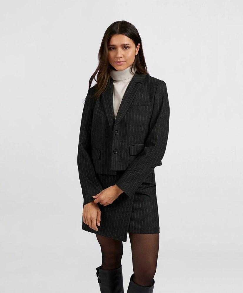 YAYA Rok Pinstripe Faux Wrap