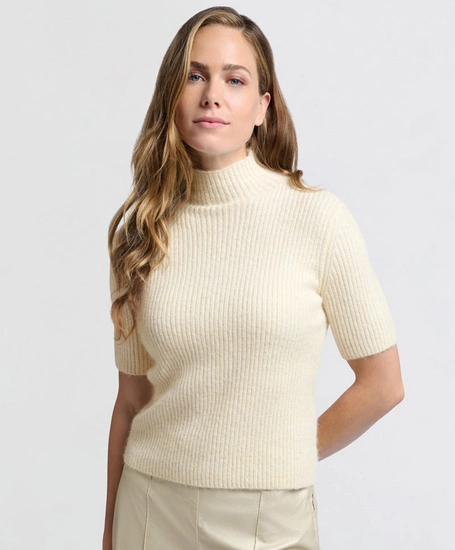 YAYA Trui Rib High Neckline